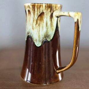 Brown Drip Glaze Artisan Mug Tapered Tanker,  Cup 6" Tall 16 oz Ceramic